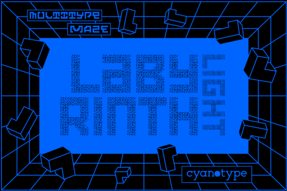 MultiType Maze Labyrinth Light: Distorted Pixel Display Font
